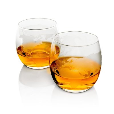 Juego de 2 vasos de whisky para garrafa de whisky Globe (220ml)