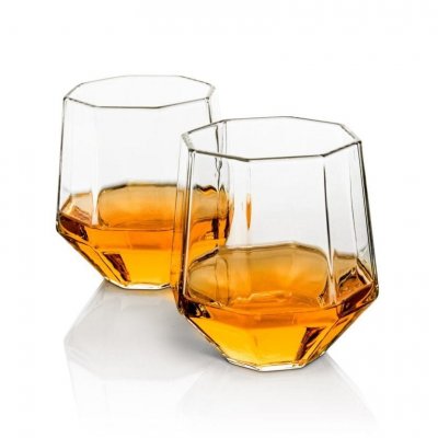 Jarra de whisky Diamond de 0,75 litros con 4 vasos y soporte de madera