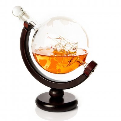 Garrafa de whisky Globe de 0,85 litros, con 2 vasos y 8 cubos de piedra para whisky